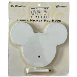 Disney Parks At Home Mickey Mouse Icon Wood Peg Hook White Wall Hanger